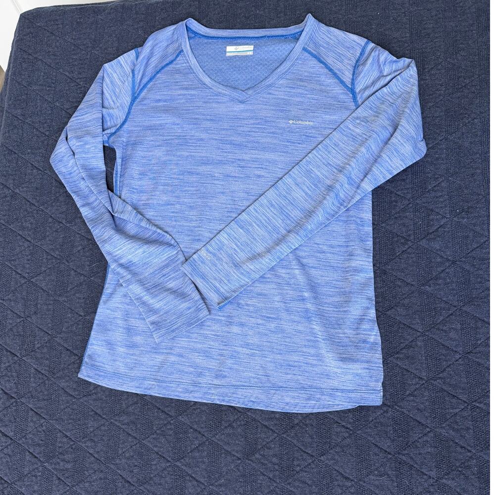Columbia Women’s M Blue Heather V-Neck Long Sleeve Performance Shirt